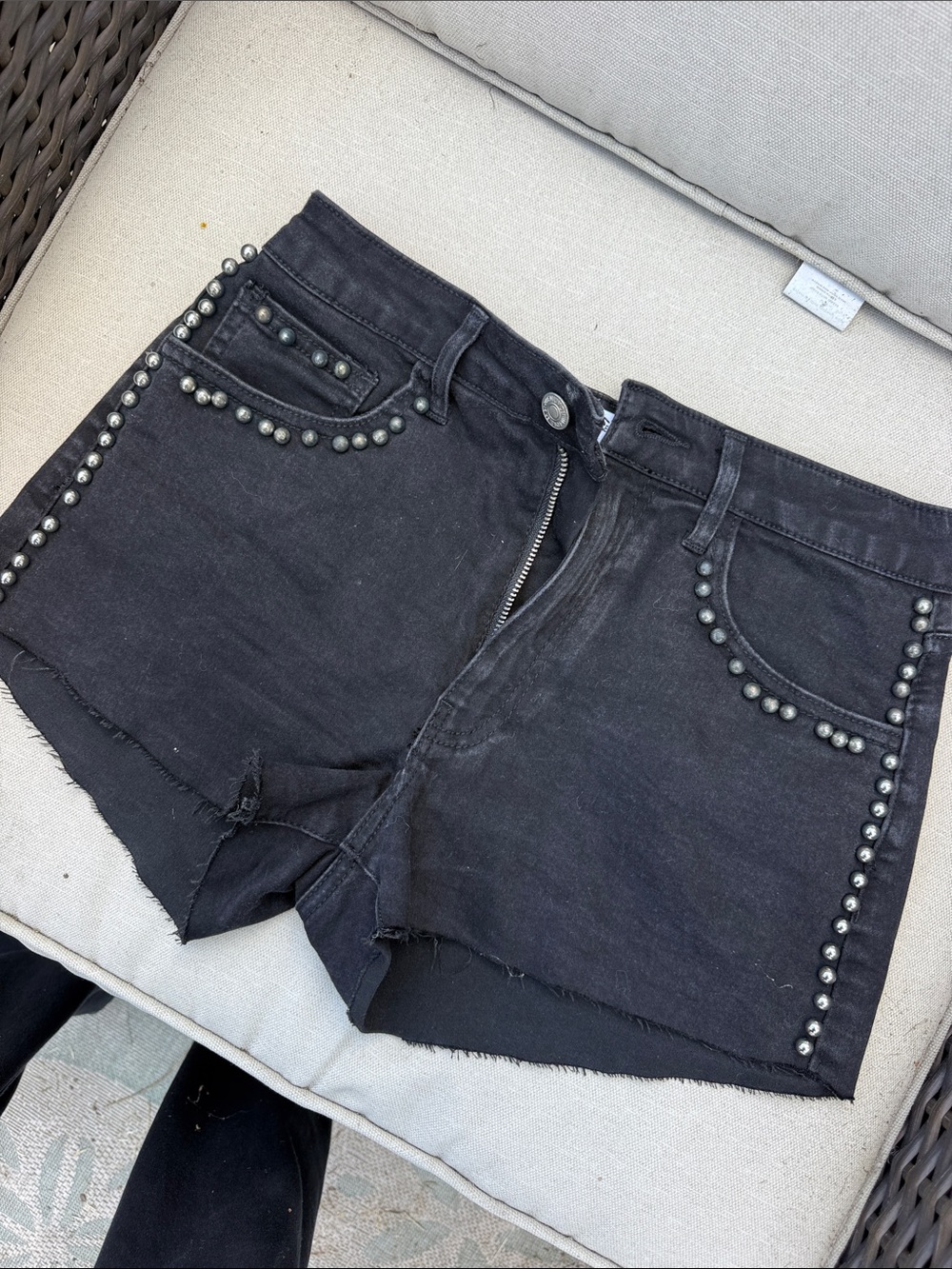 Forever 21 Black Studded Denim Cutoff Shorts